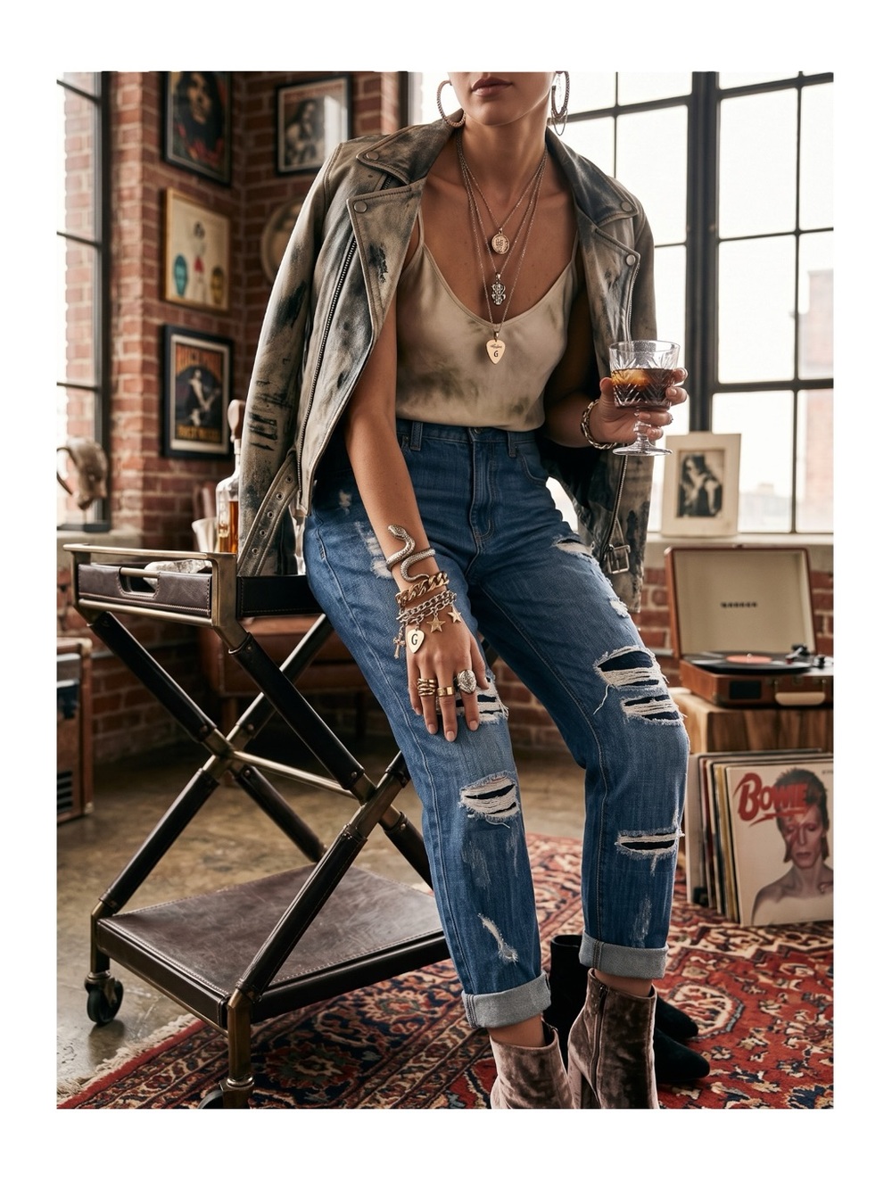 new LF Carmar Jeans ⍟ Denim on Denim Patchwork Boyfriend Baggy Jean Jeans ⍟ 23 ⍟